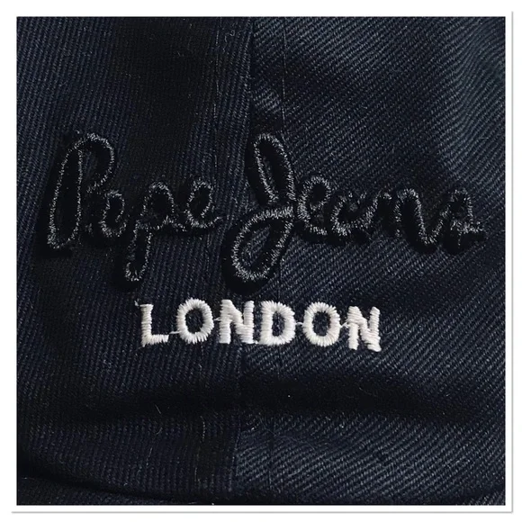 Pepe Jeans London Cap Hat Black White Embroidered Front Adjustable Back One Size - Picture 2 of 7
